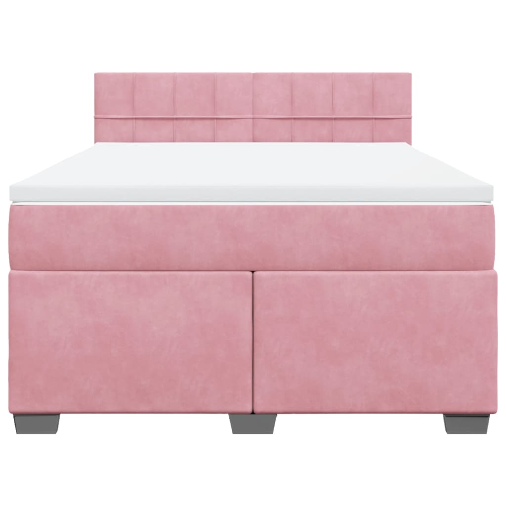 Boxspring met matras fluweel roze 140x200 cm is nu te koop bij PeponiXL, paradijselijk wonen!
