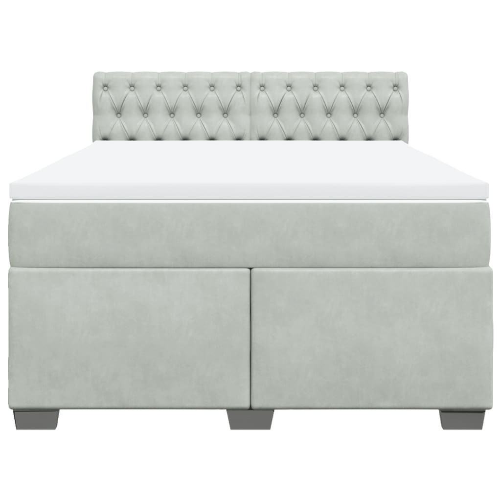 Boxspring met matras fluweel lichtgrijs 140x200 cm is nu te koop bij PeponiXL, paradijselijk wonen!