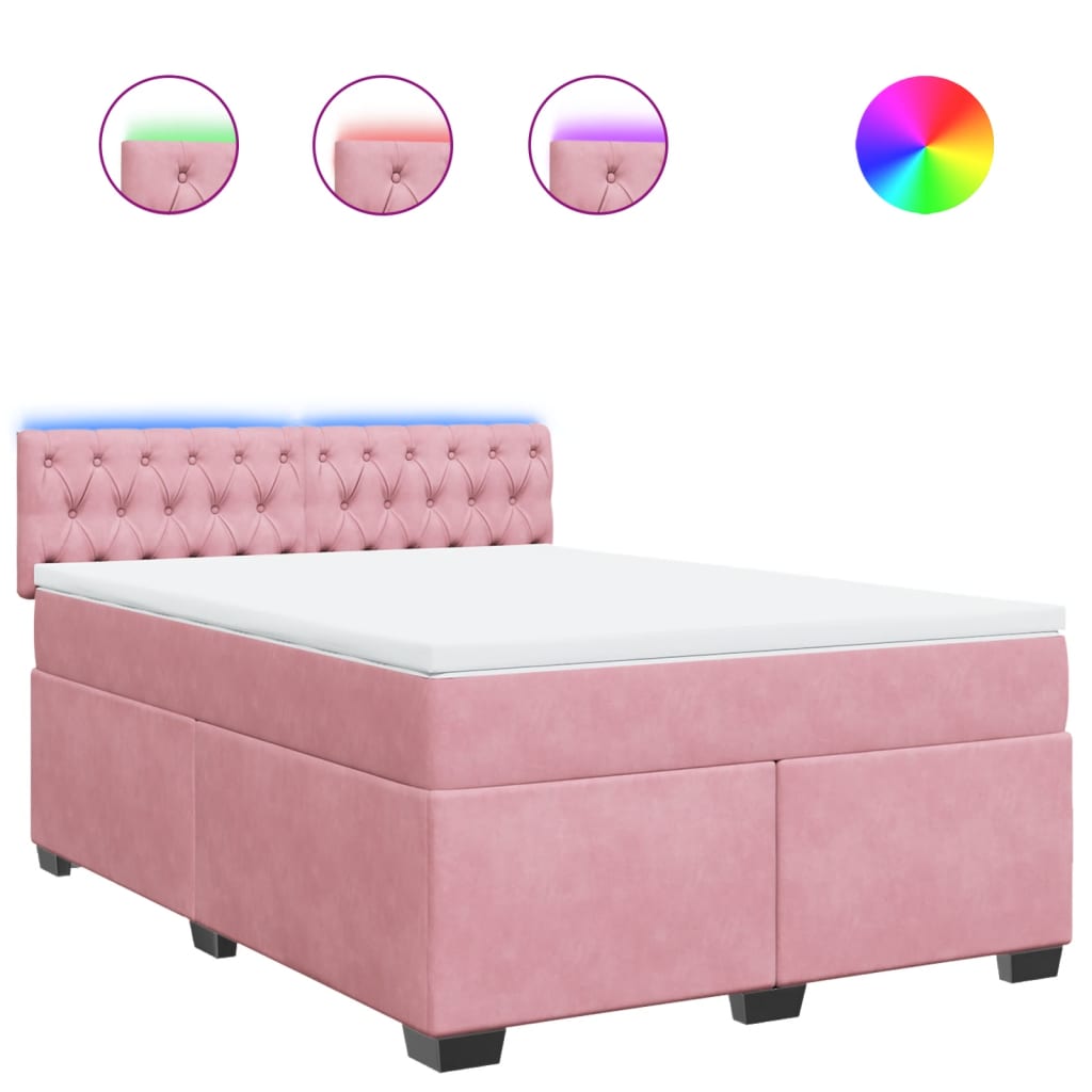 Boxspring met matras fluweel roze 140x200 cm is nu te koop bij PeponiXL, paradijselijk wonen!
