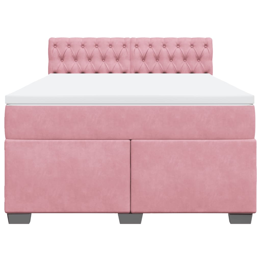 Boxspring met matras fluweel roze 140x200 cm is nu te koop bij PeponiXL, paradijselijk wonen!