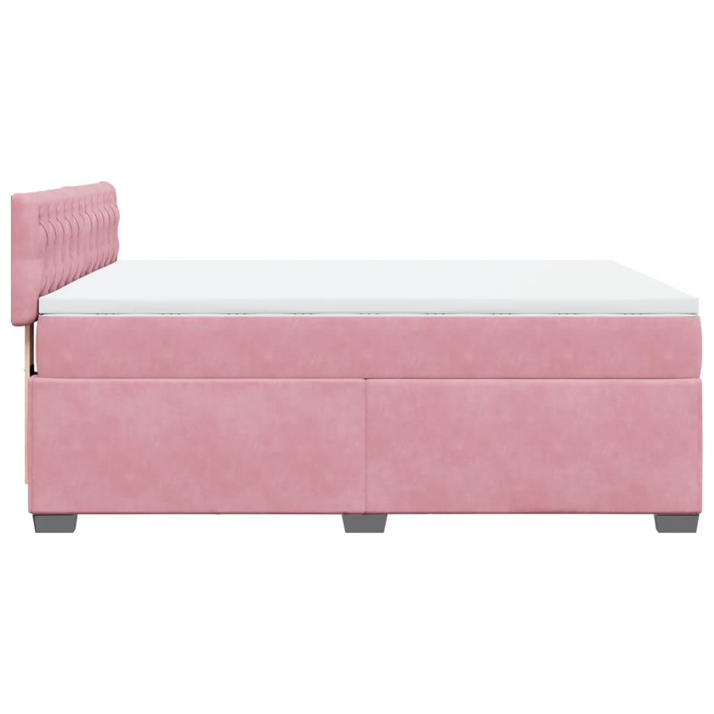 Boxspring met matras fluweel roze 140x200 cm is nu te koop bij PeponiXL, paradijselijk wonen!