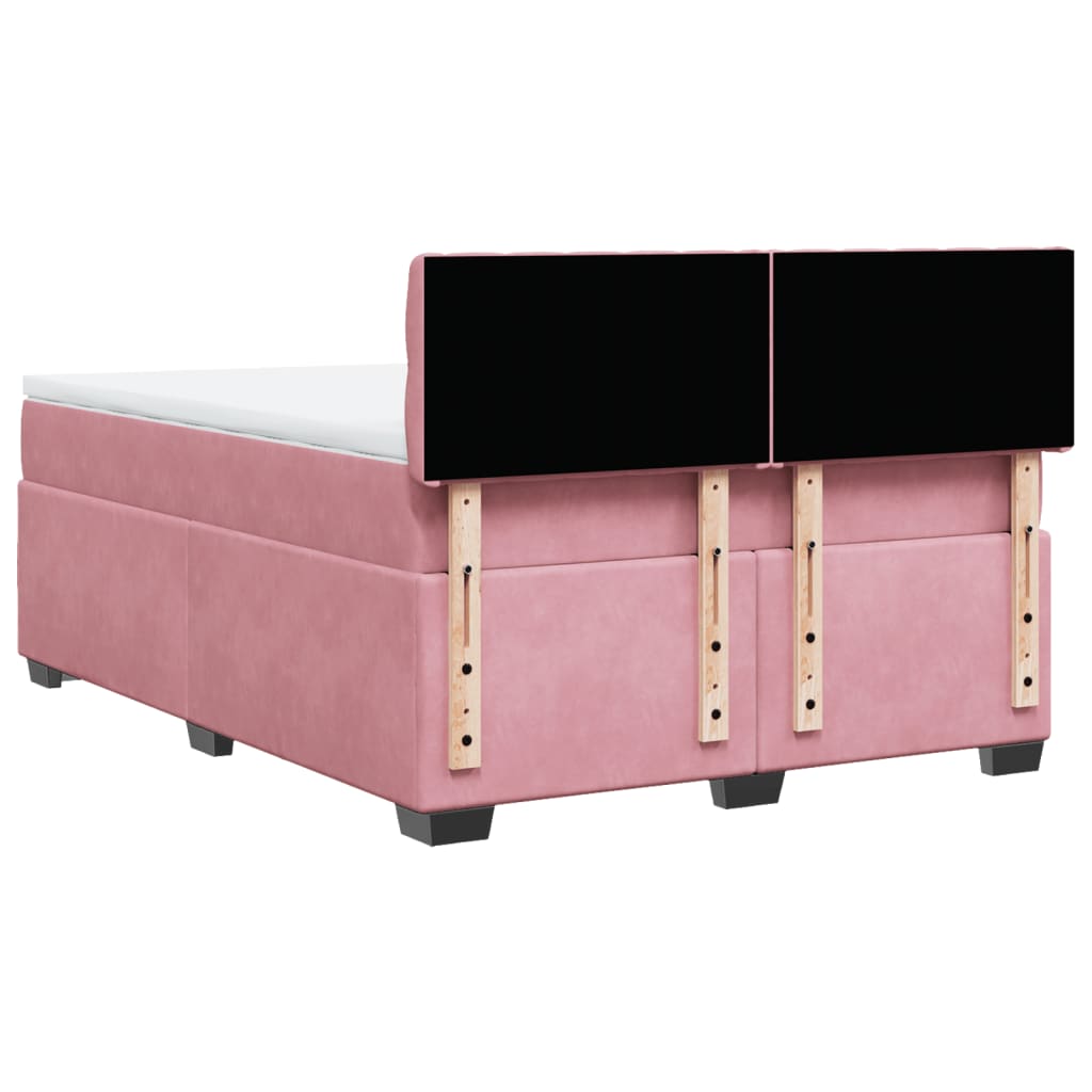 Boxspring met matras fluweel roze 140x200 cm is nu te koop bij PeponiXL, paradijselijk wonen!