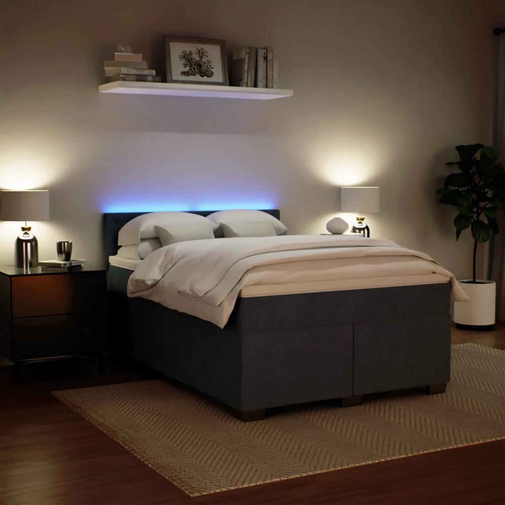 Boxspring met matras fluweel donkergrijs 140x200 cm is nu te koop bij PeponiXL, paradijselijk wonen!
