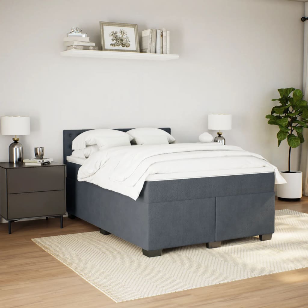 Boxspring met matras fluweel donkergrijs 140x200 cm is nu te koop bij PeponiXL, paradijselijk wonen!