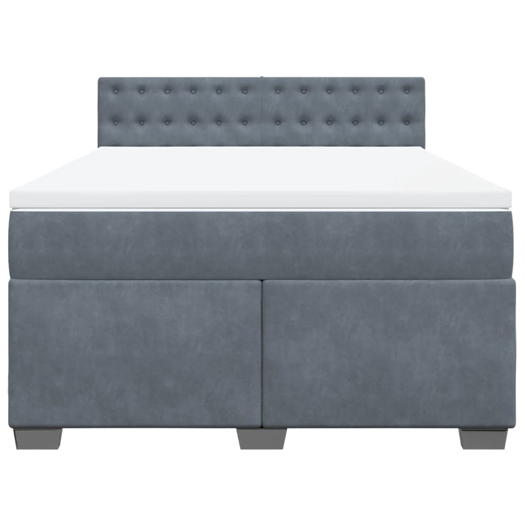 Boxspring met matras fluweel donkergrijs 140x200 cm is nu te koop bij PeponiXL, paradijselijk wonen!