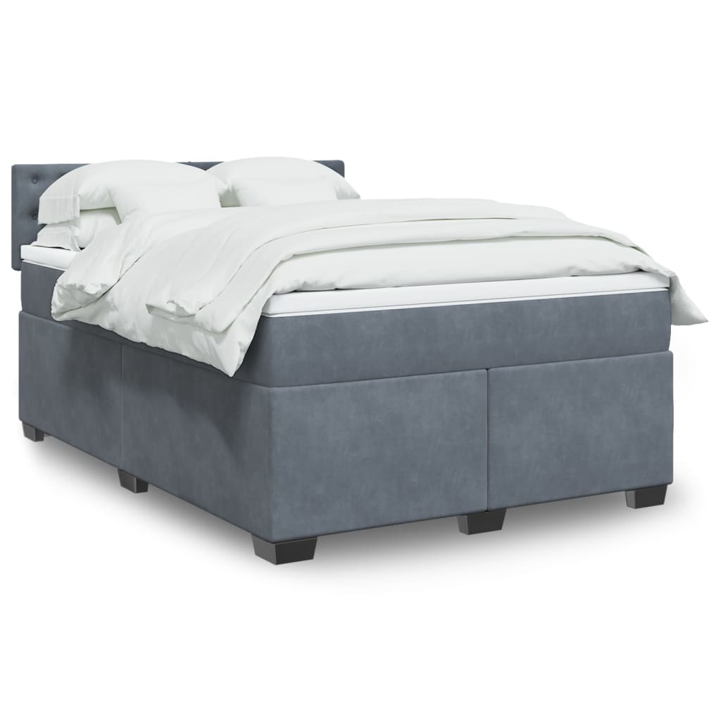 Boxspring met matras fluweel donkergrijs 140x200 cm is nu te koop bij PeponiXL, paradijselijk wonen!