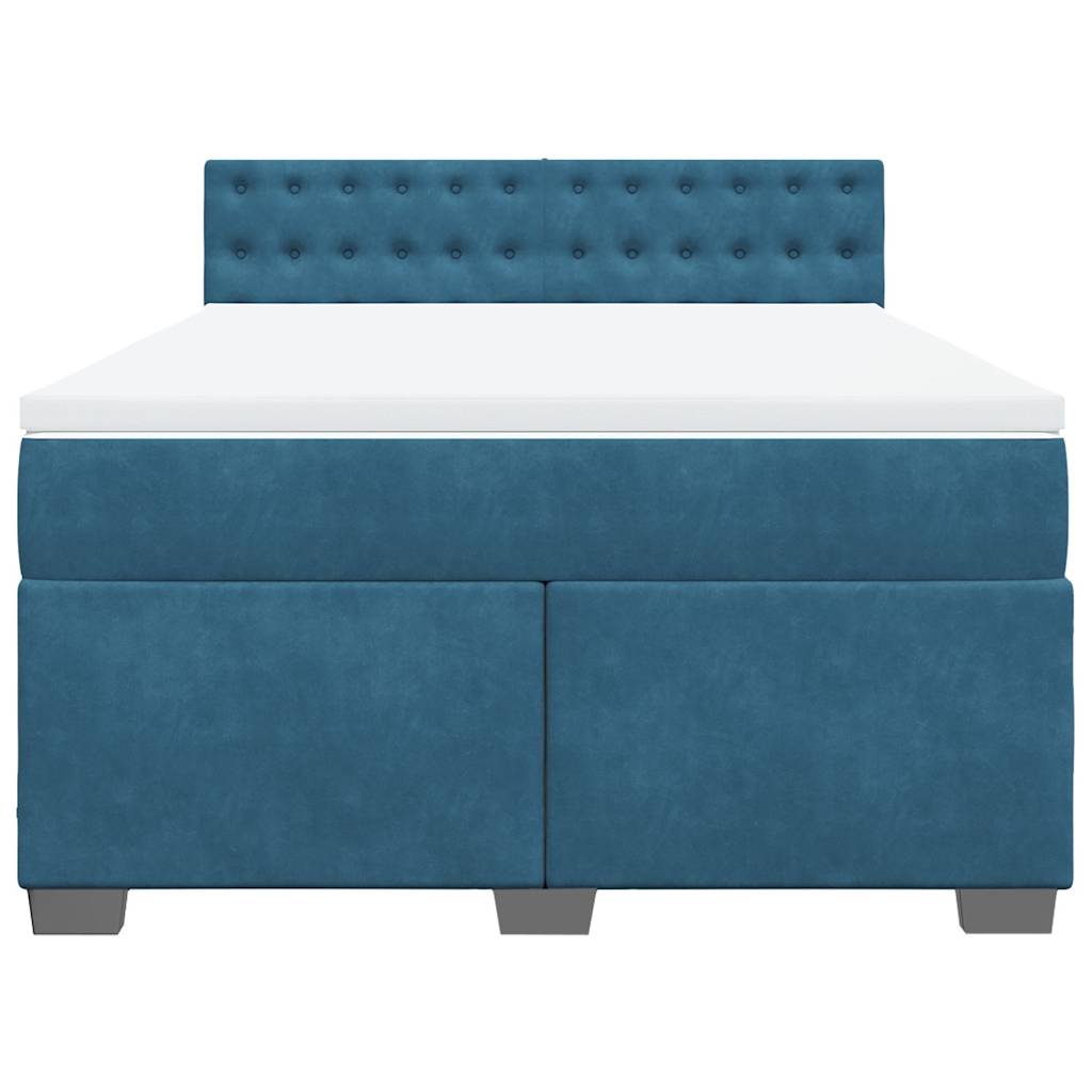 Boxspring met matras fluweel blauw 140x200 cm is nu te koop bij PeponiXL, paradijselijk wonen!