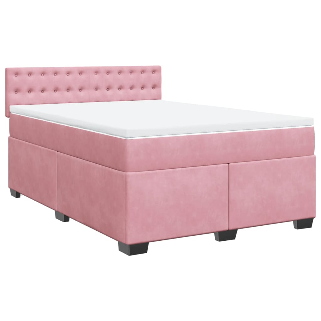 Boxspring met matras fluweel roze 140x200 cm is nu te koop bij PeponiXL, paradijselijk wonen!