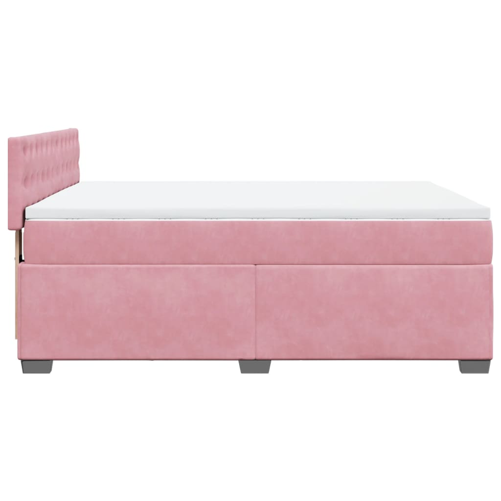Boxspring met matras fluweel roze 140x200 cm is nu te koop bij PeponiXL, paradijselijk wonen!