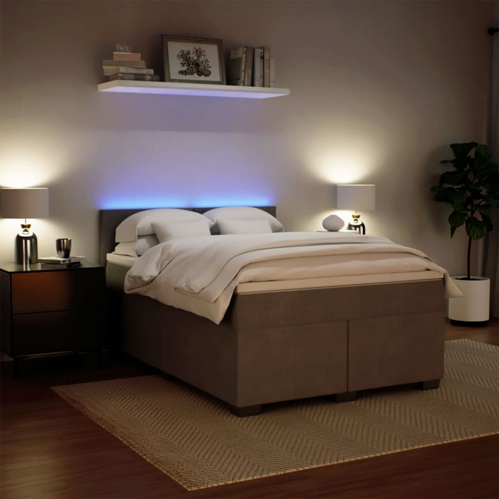 Boxspring met matras fluweel lichtgrijs 160x200 cm is nu te koop bij PeponiXL, paradijselijk wonen!