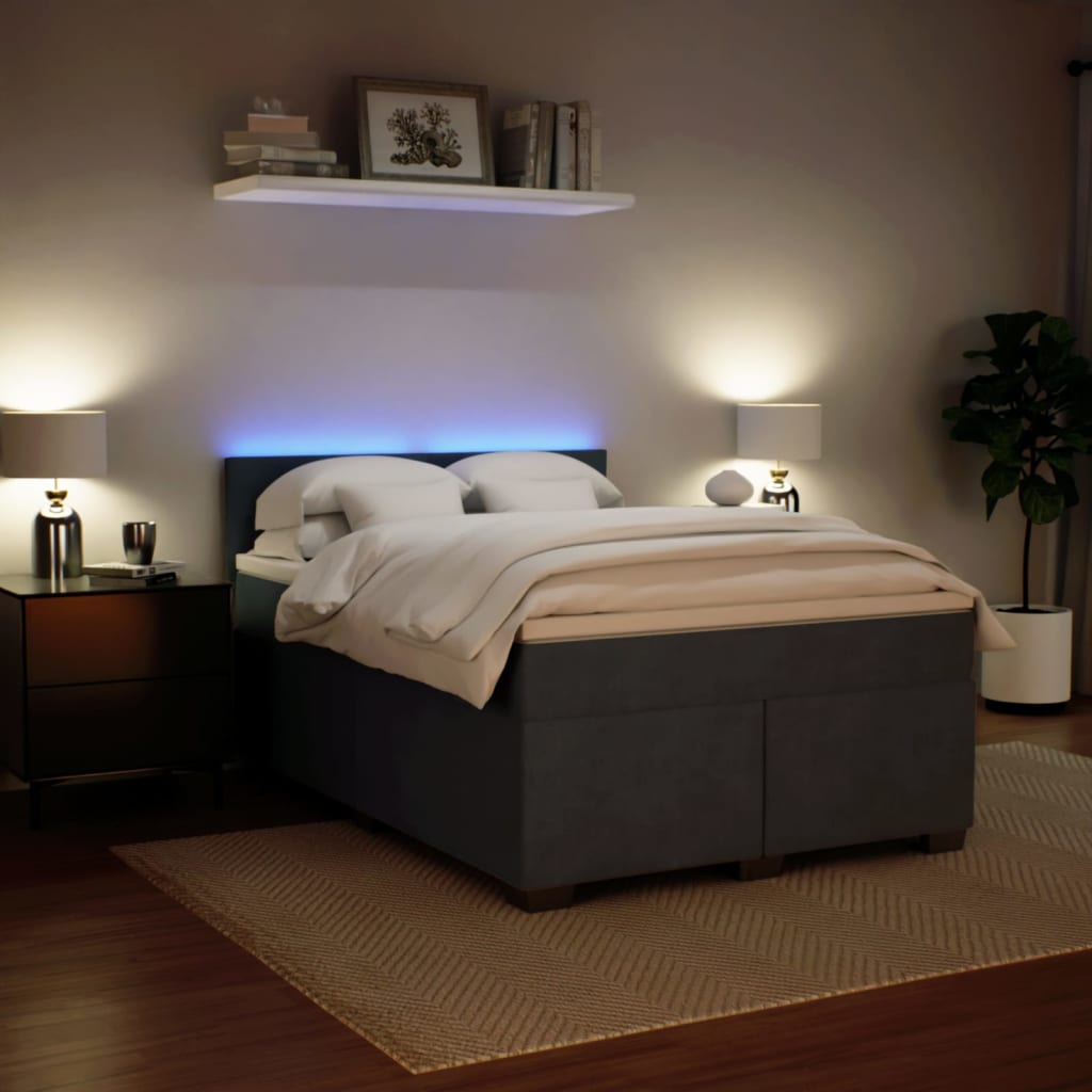 Boxspring met matras fluweel donkergrijs 160x200 cm is nu te koop bij PeponiXL, paradijselijk wonen!