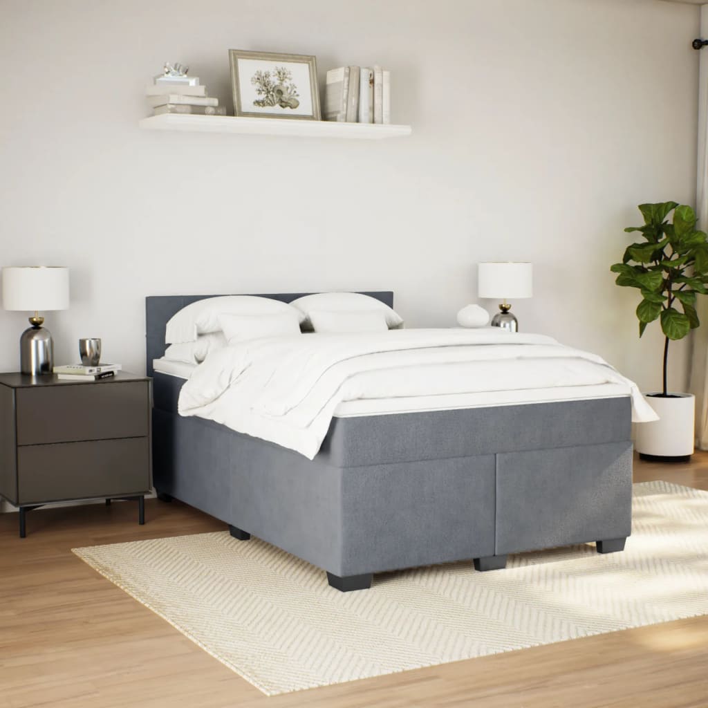 Boxspring met matras fluweel donkergrijs 160x200 cm is nu te koop bij PeponiXL, paradijselijk wonen!