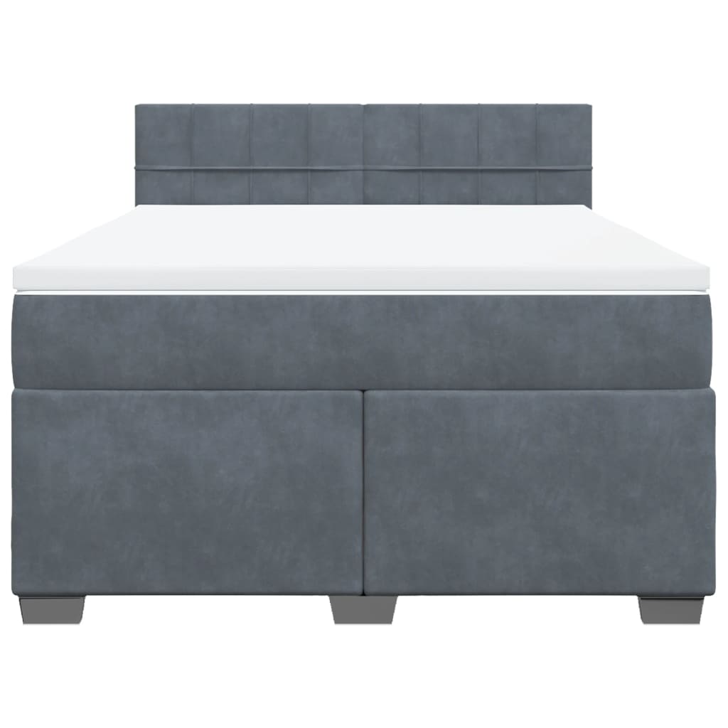 Boxspring met matras fluweel donkergrijs 160x200 cm is nu te koop bij PeponiXL, paradijselijk wonen!