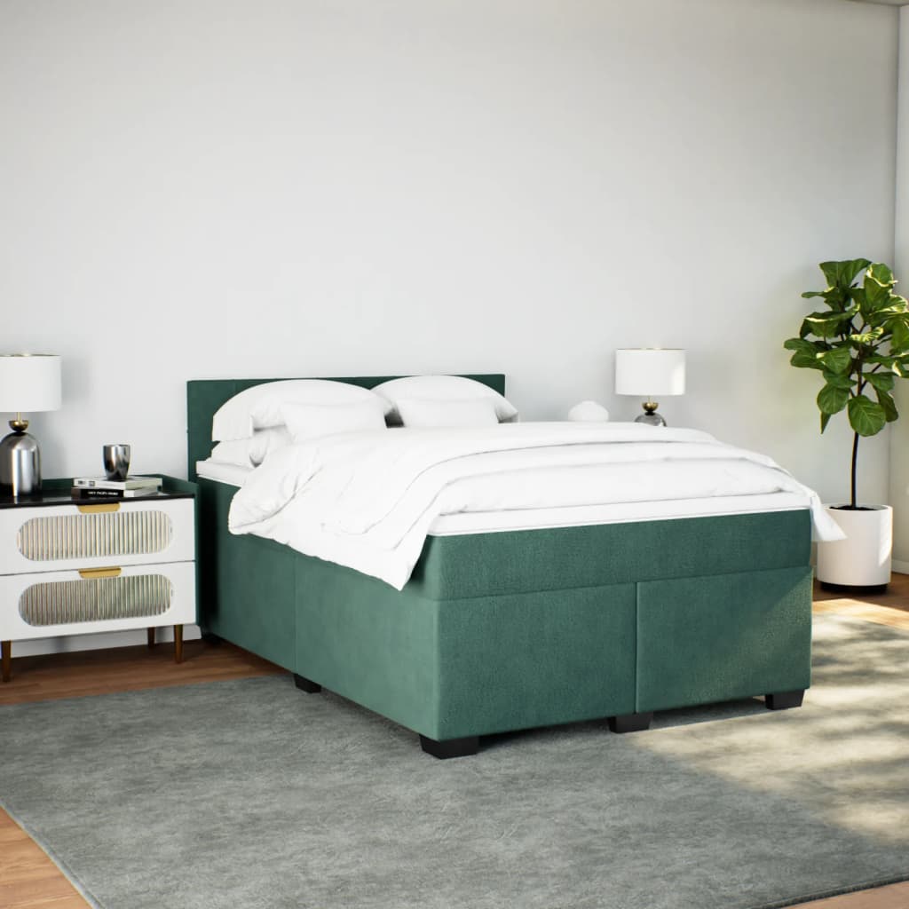Boxspring met matras fluweel donkergroen 160x200 cm is nu te koop bij PeponiXL, paradijselijk wonen!