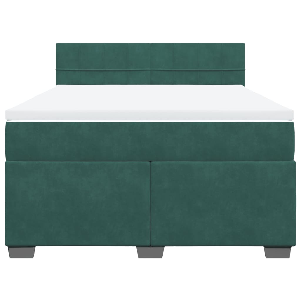 Boxspring met matras fluweel donkergroen 160x200 cm is nu te koop bij PeponiXL, paradijselijk wonen!