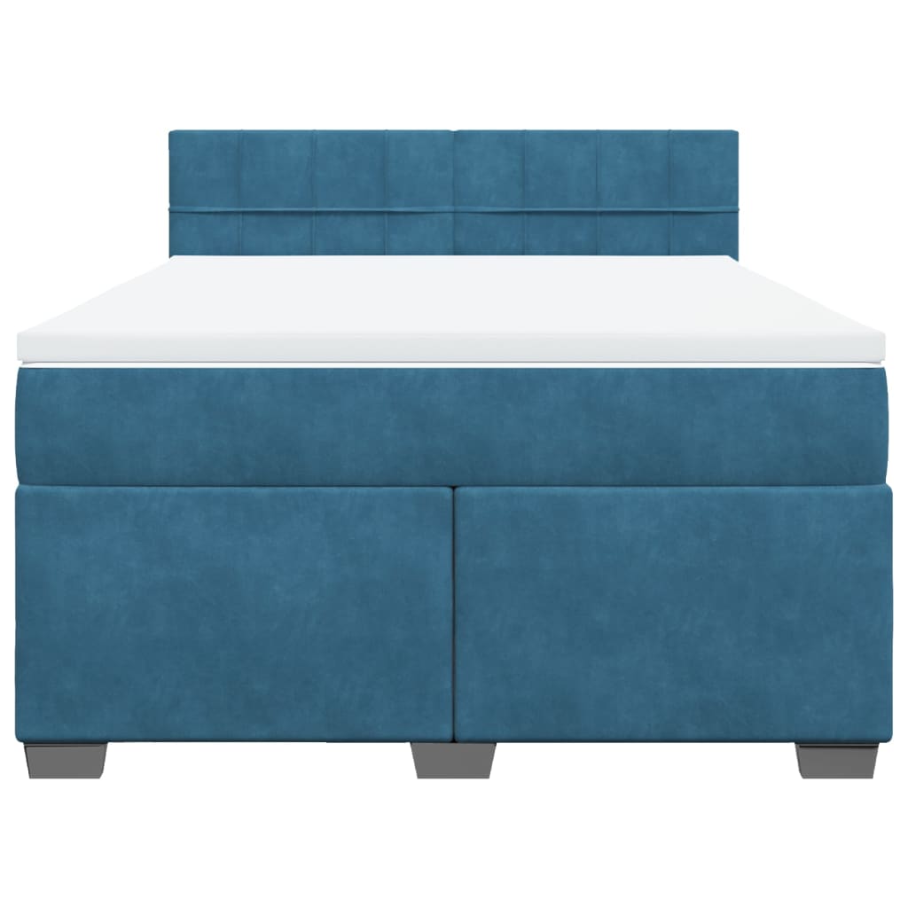 Boxspring met matras fluweel blauw 160x200 cm is nu te koop bij PeponiXL, paradijselijk wonen!