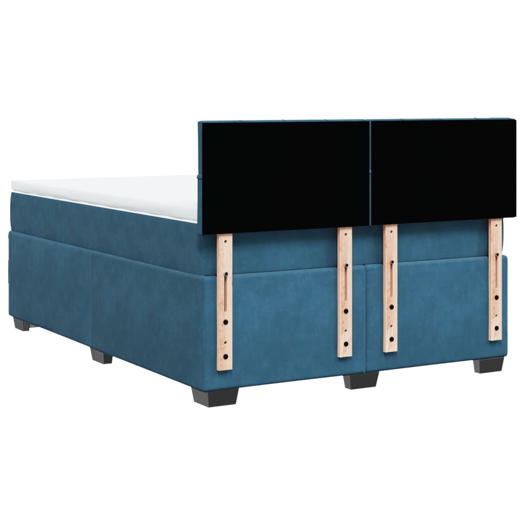 Boxspring met matras fluweel blauw 160x200 cm is nu te koop bij PeponiXL, paradijselijk wonen!