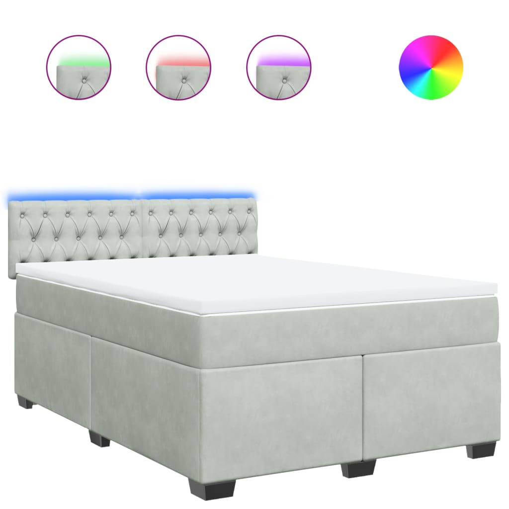 Boxspring met matras fluweel lichtgrijs 160x200 cm is nu te koop bij PeponiXL, paradijselijk wonen!