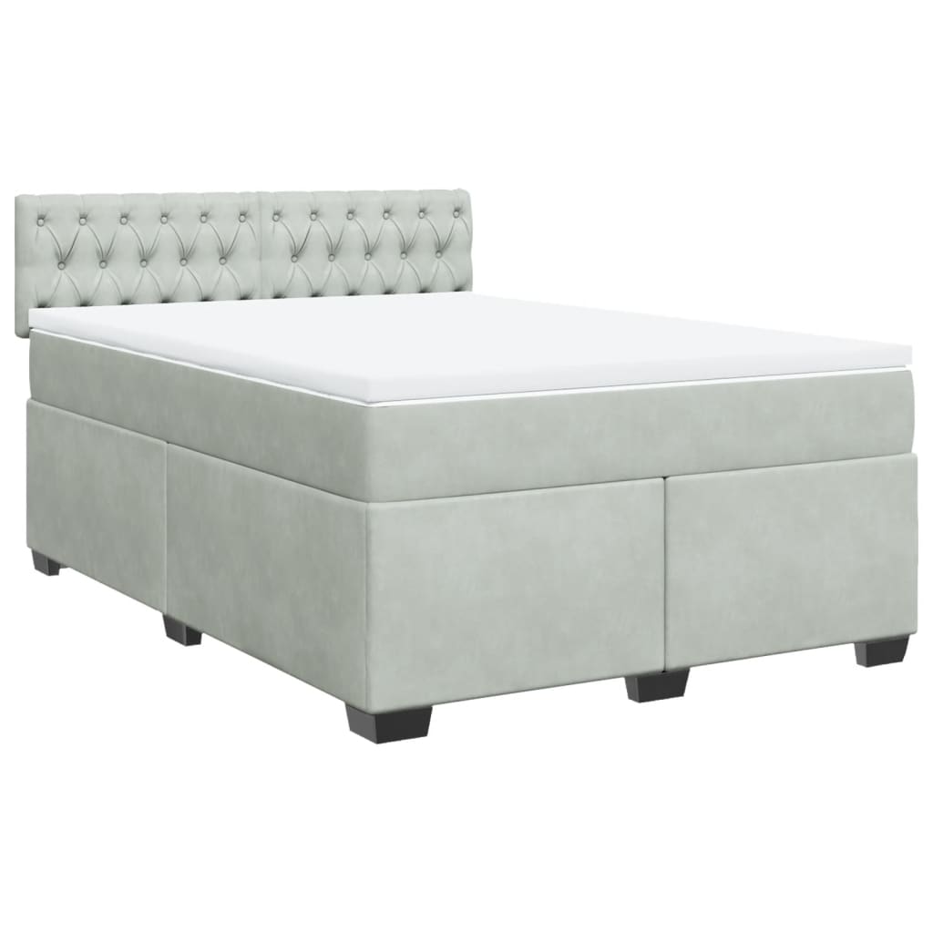Boxspring met matras fluweel lichtgrijs 160x200 cm is nu te koop bij PeponiXL, paradijselijk wonen!