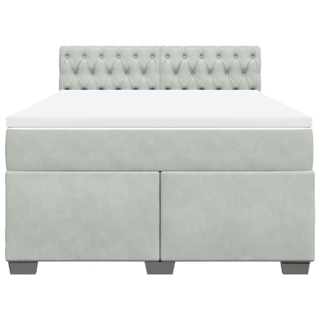 Boxspring met matras fluweel lichtgrijs 160x200 cm is nu te koop bij PeponiXL, paradijselijk wonen!