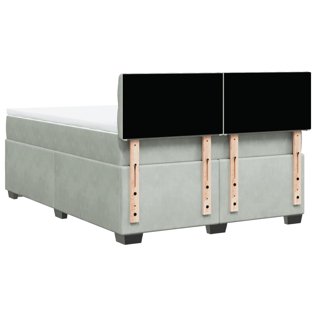 Boxspring met matras fluweel lichtgrijs 160x200 cm is nu te koop bij PeponiXL, paradijselijk wonen!