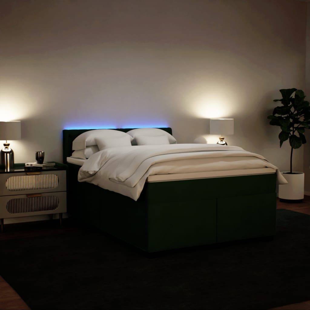 Boxspring met matras fluweel donkergroen 160x200 cm is nu te koop bij PeponiXL, paradijselijk wonen!