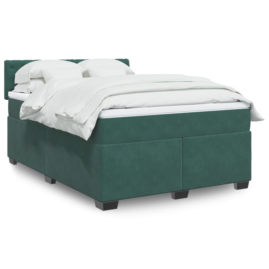 Boxspring met matras fluweel donkergroen 160x200 cm is nu te koop bij PeponiXL, paradijselijk wonen!