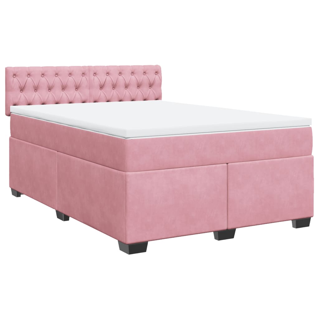 Boxspring met matras fluweel roze 160x200 cm is nu te koop bij PeponiXL, paradijselijk wonen!