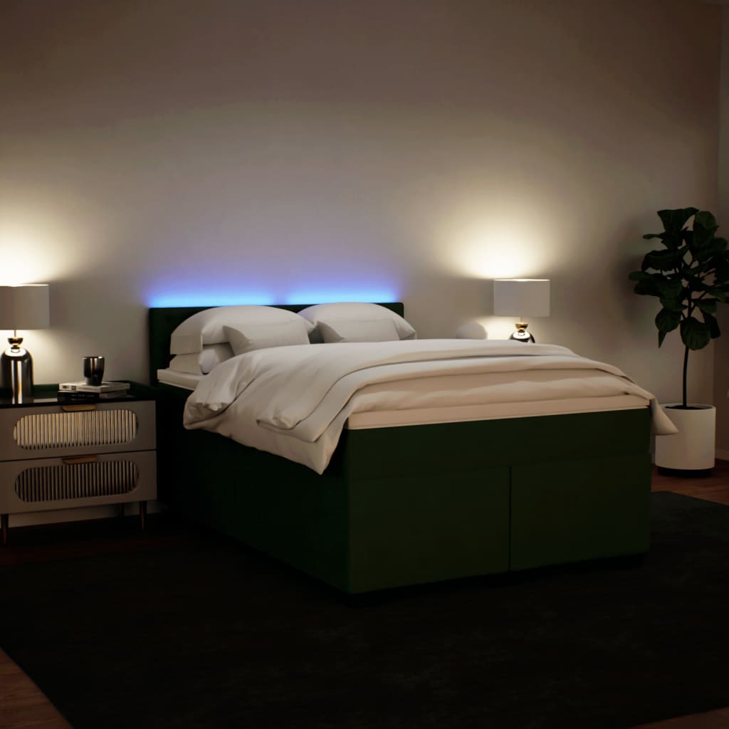 Boxspring met matras fluweel donkergroen 160x200 cm is nu te koop bij PeponiXL, paradijselijk wonen!