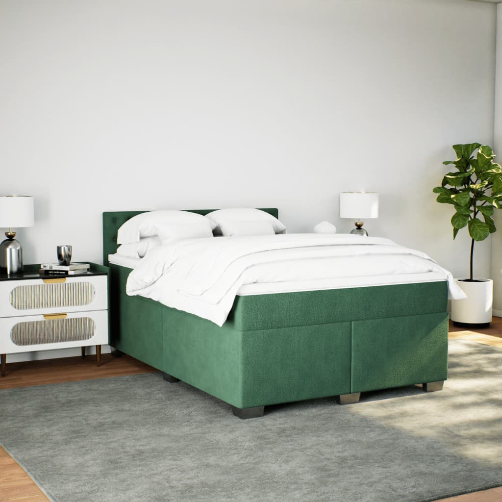 Boxspring met matras fluweel donkergroen 160x200 cm is nu te koop bij PeponiXL, paradijselijk wonen!