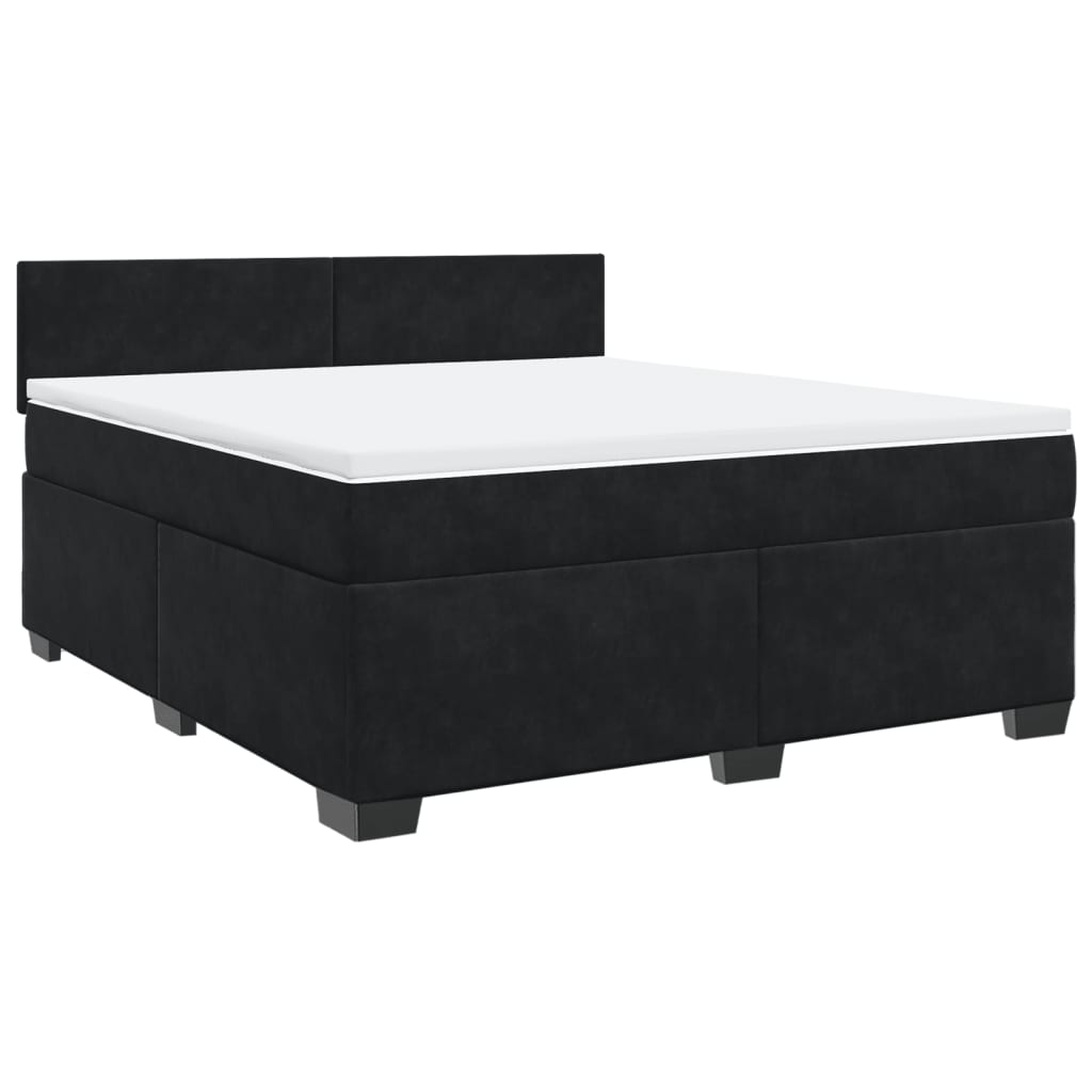 Boxspring met matras fluweel zwart 180x200 cm is nu te koop bij PeponiXL, paradijselijk wonen!