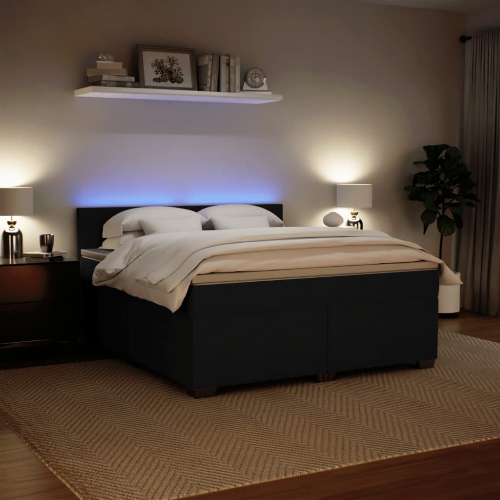 Boxspring met matras fluweel zwart 180x200 cm is nu te koop bij PeponiXL, paradijselijk wonen!