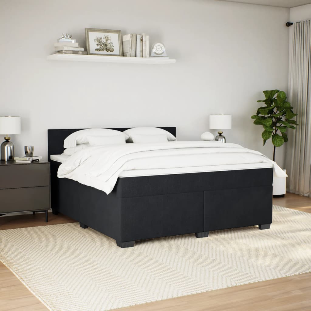 Boxspring met matras fluweel zwart 180x200 cm is nu te koop bij PeponiXL, paradijselijk wonen!
