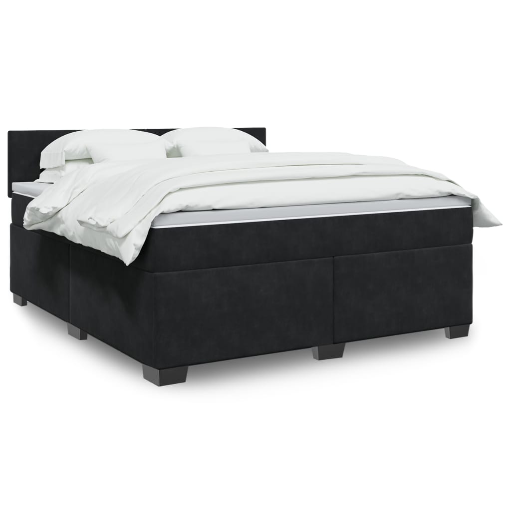 Boxspring met matras fluweel zwart 180x200 cm is nu te koop bij PeponiXL, paradijselijk wonen!
