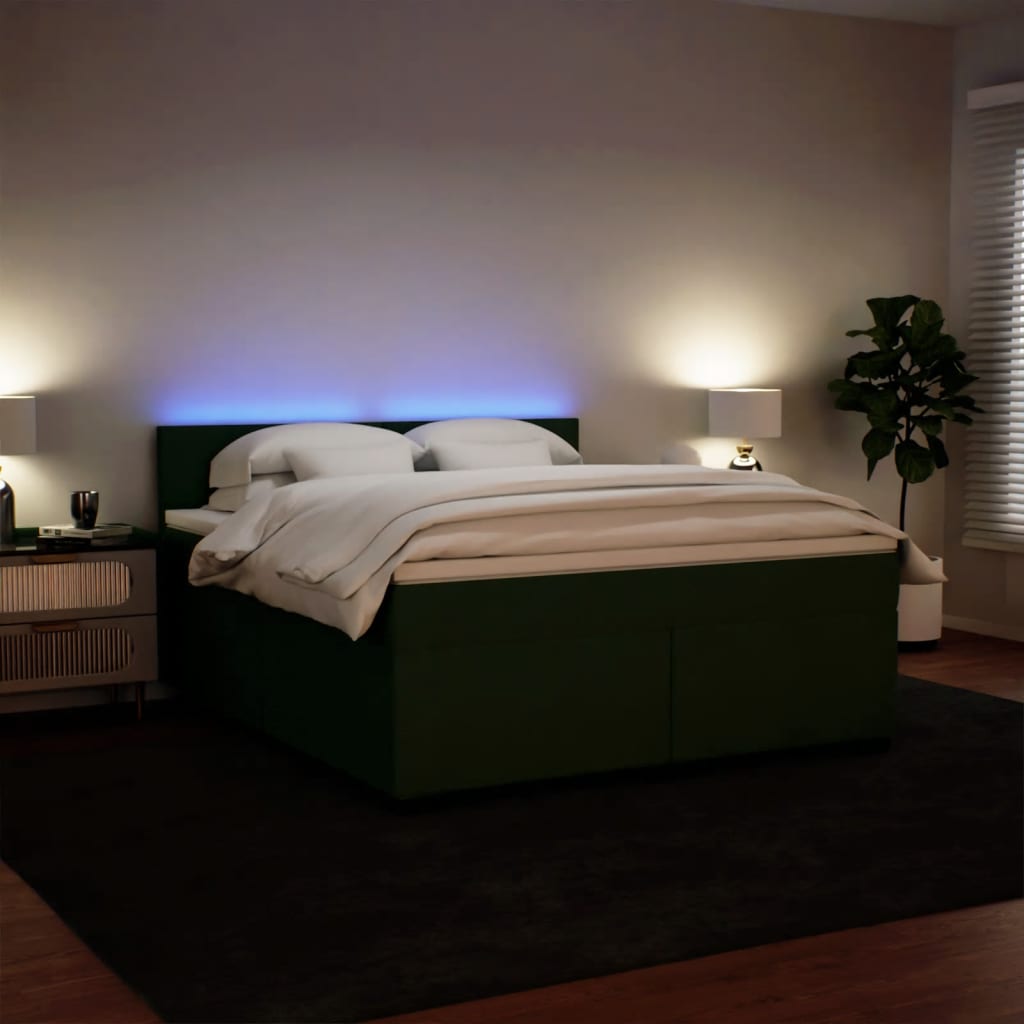 Boxspring met matras fluweel donkergroen 180x200 cm is nu te koop bij PeponiXL, paradijselijk wonen!