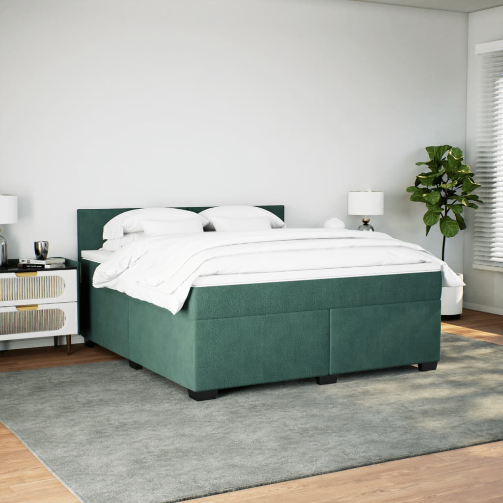 Boxspring met matras fluweel donkergroen 180x200 cm is nu te koop bij PeponiXL, paradijselijk wonen!