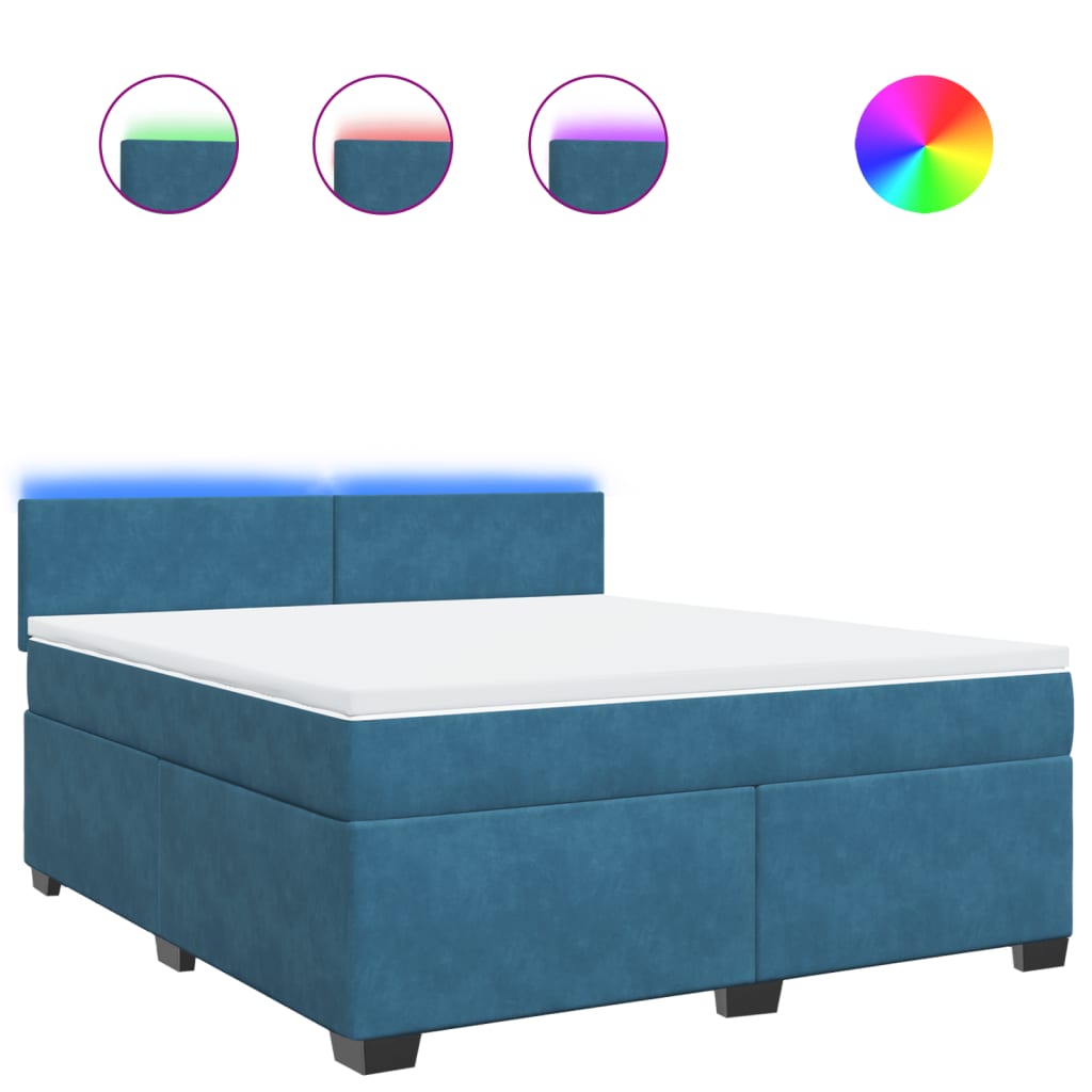 Boxspring met matras fluweel blauw 180x200 cm is nu te koop bij PeponiXL, paradijselijk wonen!