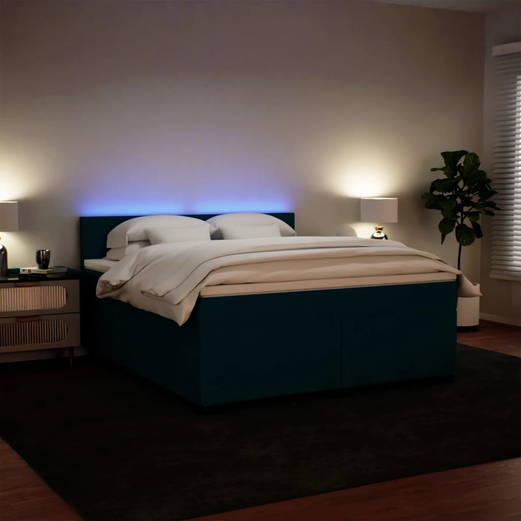 Boxspring met matras fluweel blauw 180x200 cm is nu te koop bij PeponiXL, paradijselijk wonen!