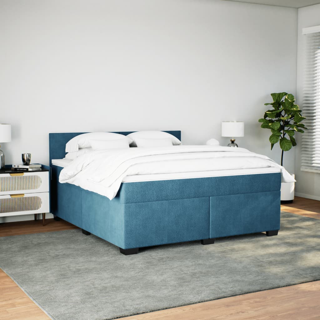 Boxspring met matras fluweel blauw 180x200 cm is nu te koop bij PeponiXL, paradijselijk wonen!
