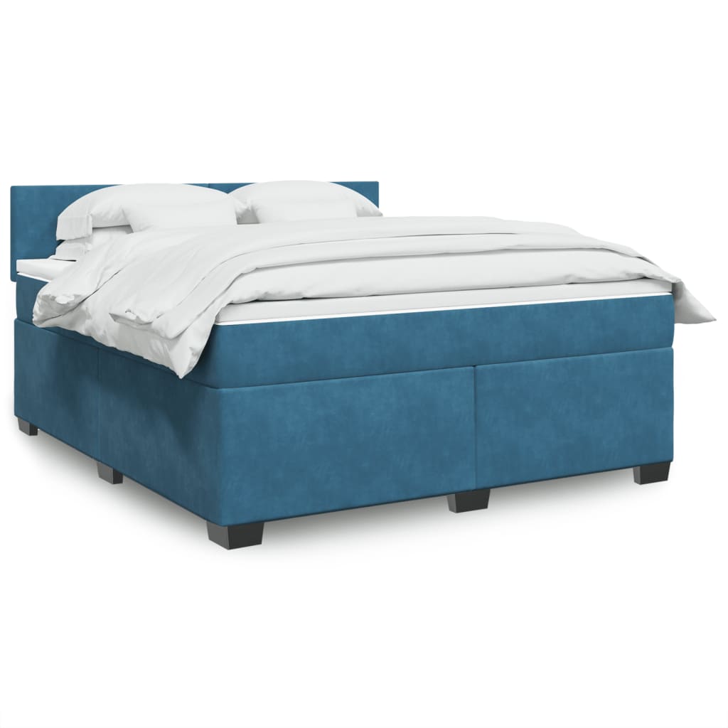 Boxspring met matras fluweel blauw 180x200 cm is nu te koop bij PeponiXL, paradijselijk wonen!