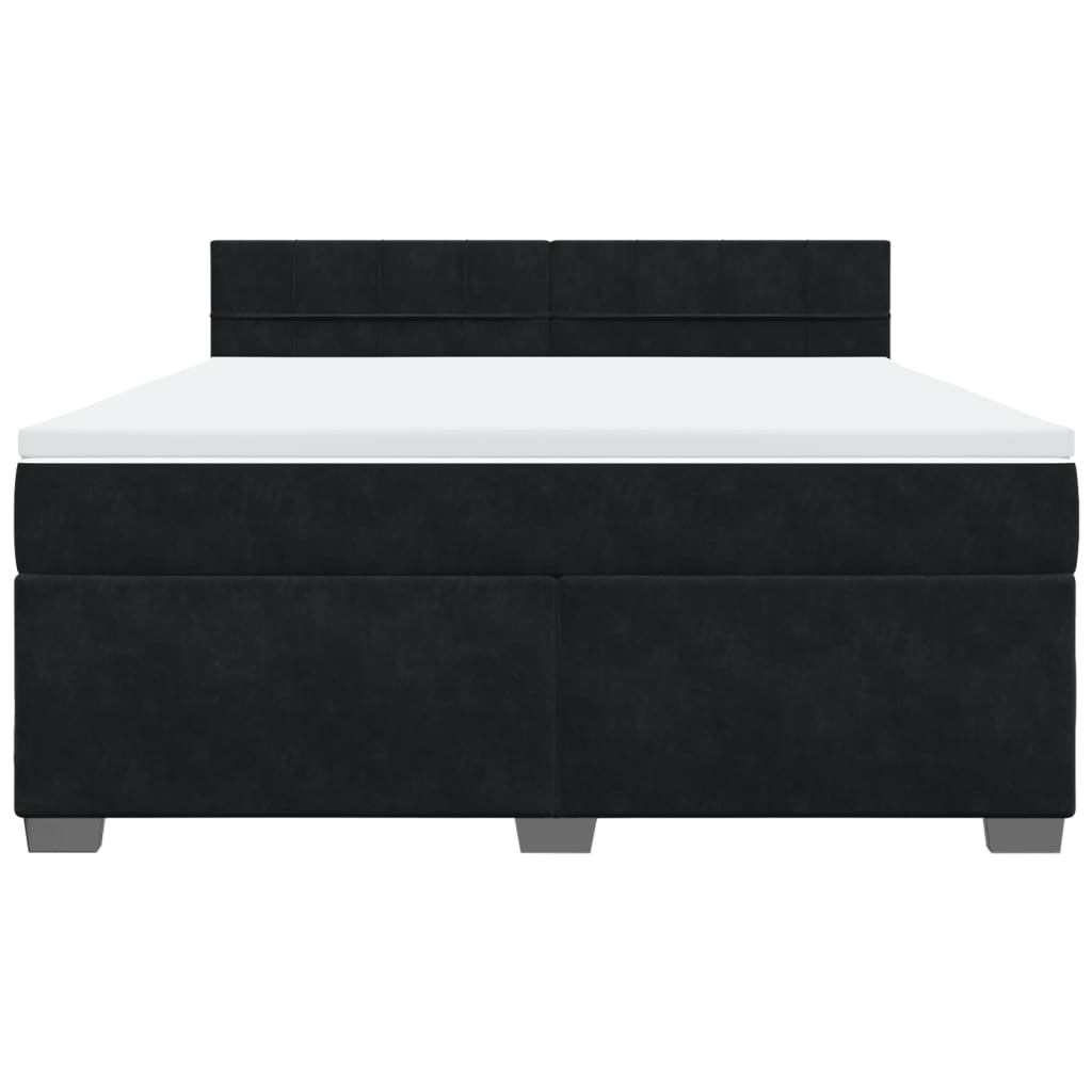 Boxspring met matras fluweel zwart 180x200 cm is nu te koop bij PeponiXL, paradijselijk wonen!