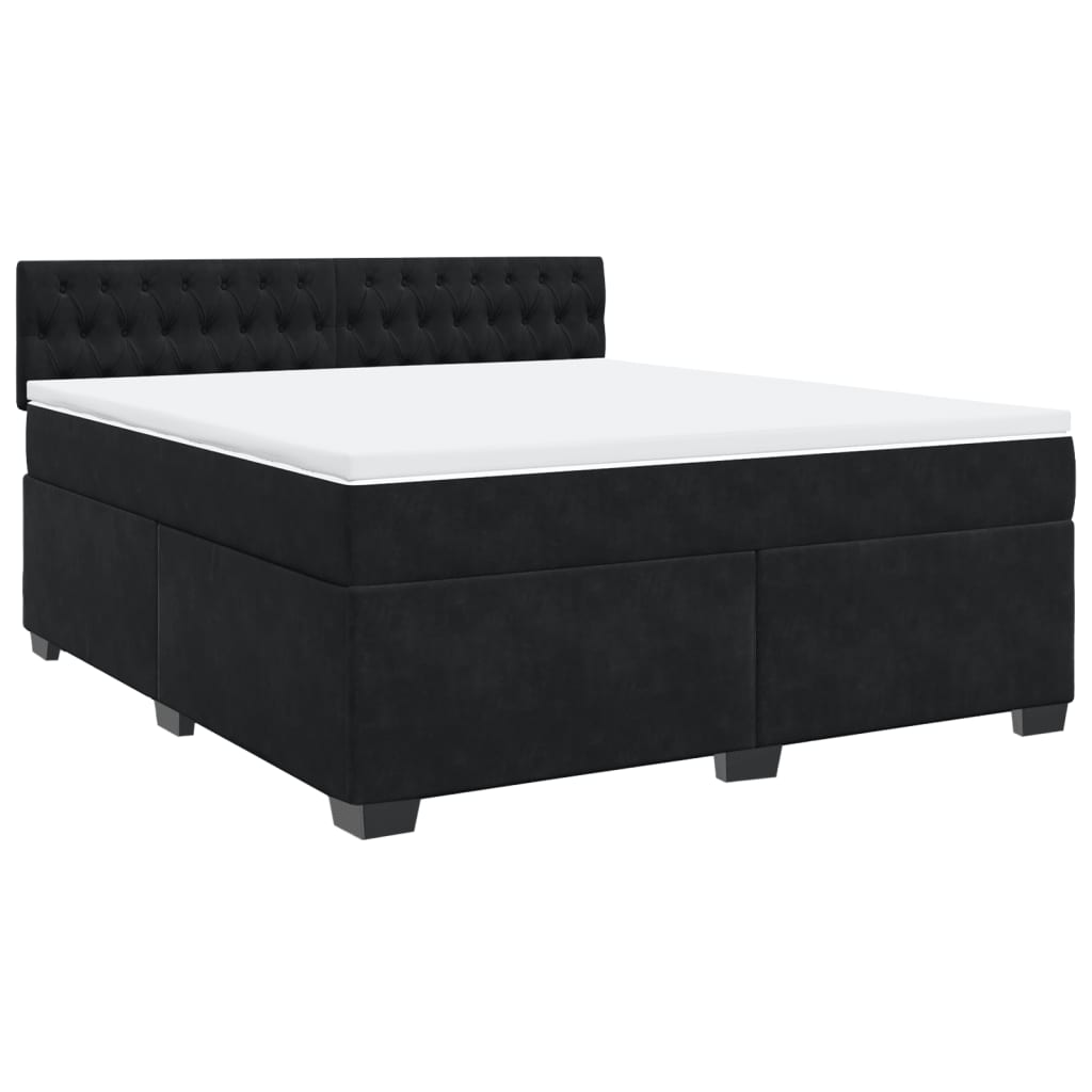 Boxspring met matras fluweel zwart 180x200 cm is nu te koop bij PeponiXL, paradijselijk wonen!