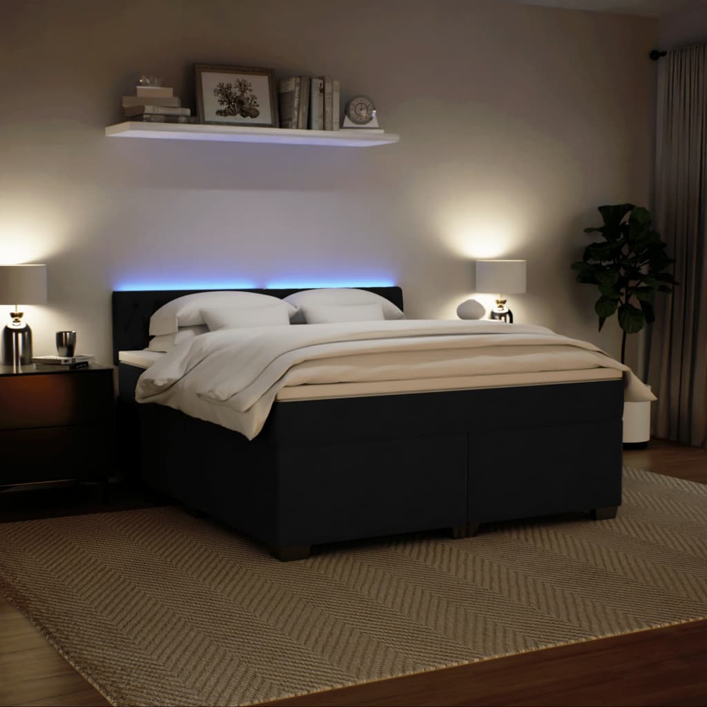 Boxspring met matras fluweel zwart 180x200 cm is nu te koop bij PeponiXL, paradijselijk wonen!