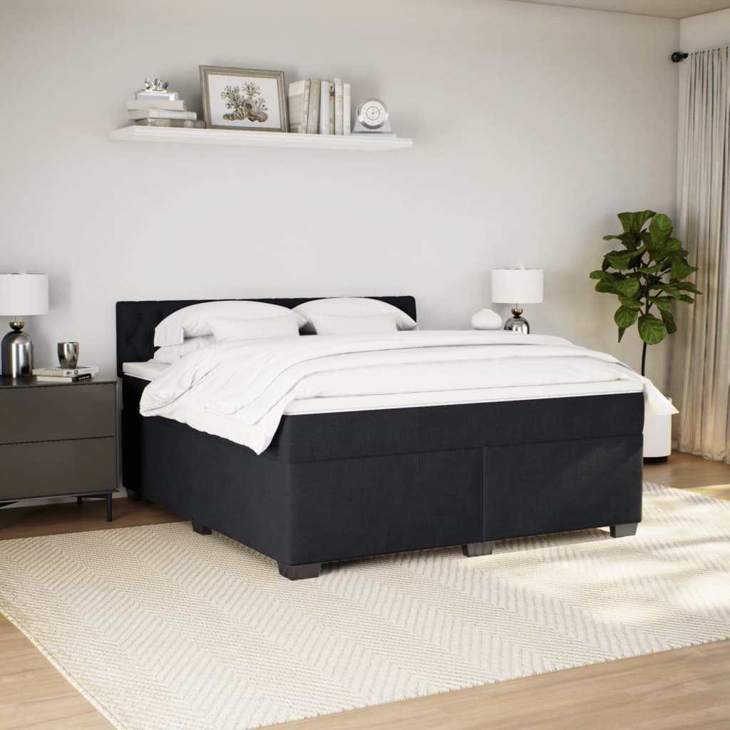 Boxspring met matras fluweel zwart 180x200 cm is nu te koop bij PeponiXL, paradijselijk wonen!