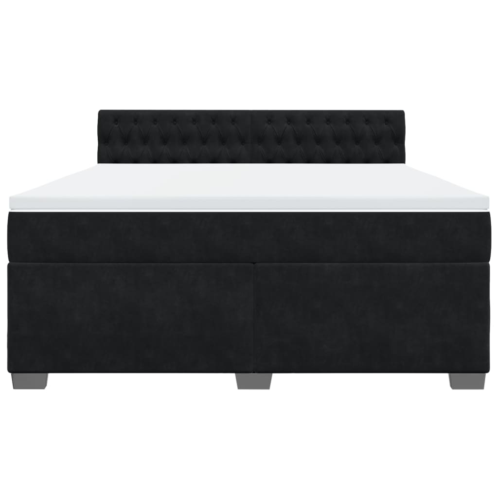 Boxspring met matras fluweel zwart 180x200 cm is nu te koop bij PeponiXL, paradijselijk wonen!