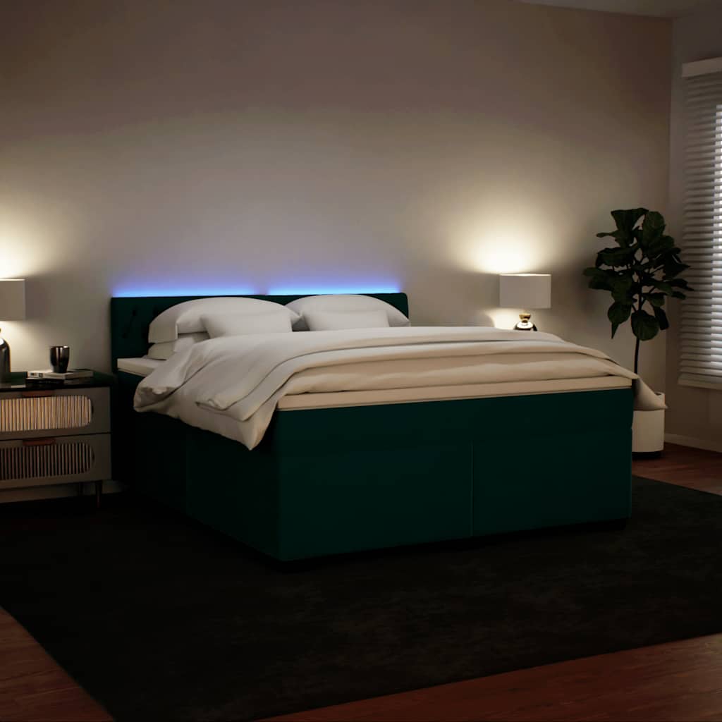 Boxspring met matras fluweel donkergroen 180x200 cm is nu te koop bij PeponiXL, paradijselijk wonen!