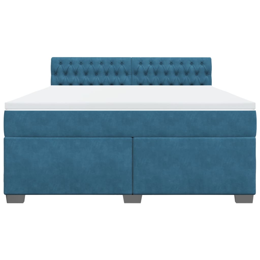 Boxspring met matras fluweel blauw 180x200 cm is nu te koop bij PeponiXL, paradijselijk wonen!