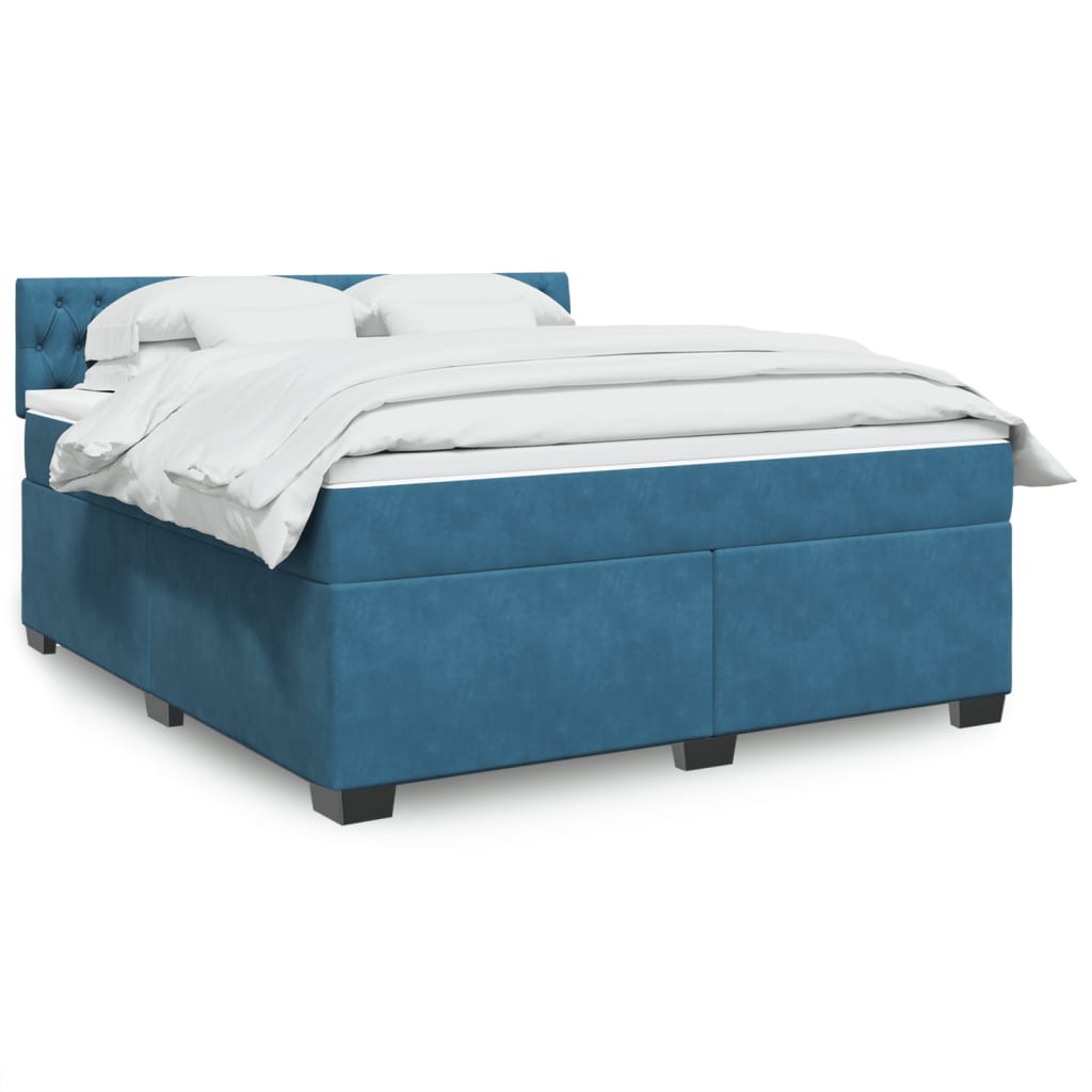 Boxspring met matras fluweel blauw 180x200 cm is nu te koop bij PeponiXL, paradijselijk wonen!