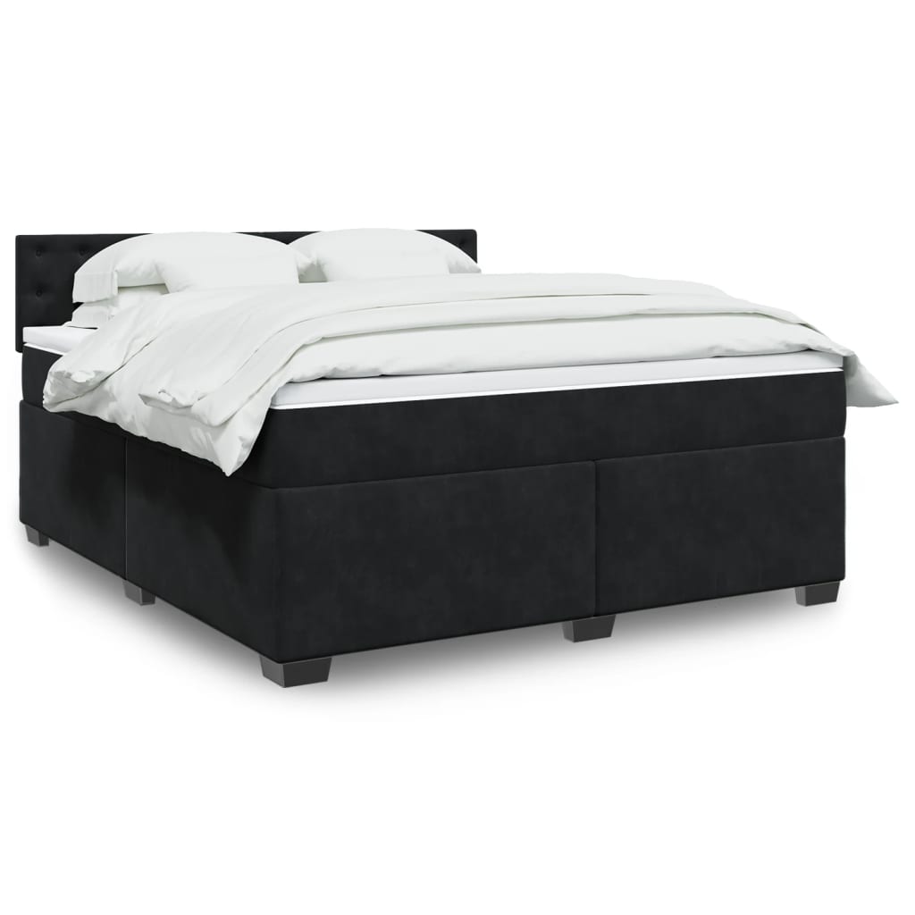Boxspring met matras fluweel zwart 180x200 cm is nu te koop bij PeponiXL, paradijselijk wonen!