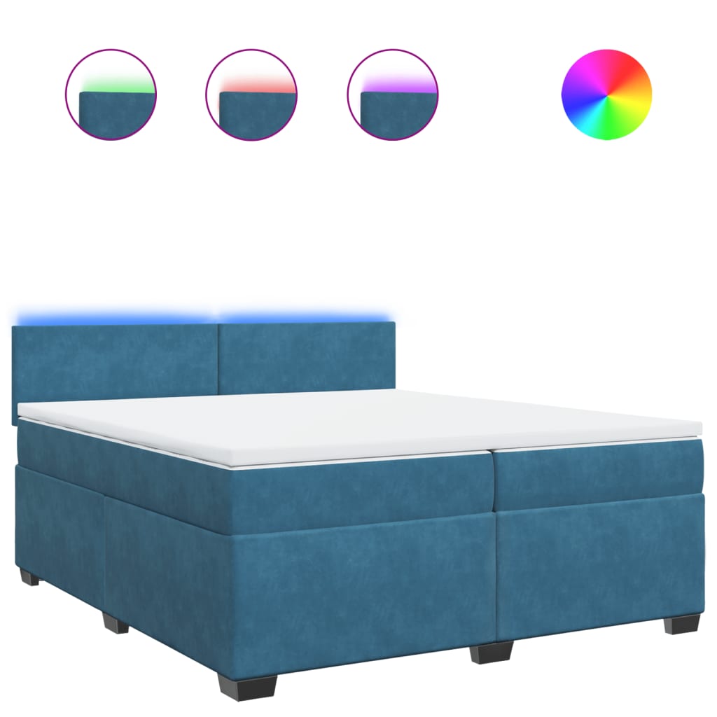 Boxspring met matras fluweel blauw 200x200 cm is nu te koop bij PeponiXL, paradijselijk wonen!